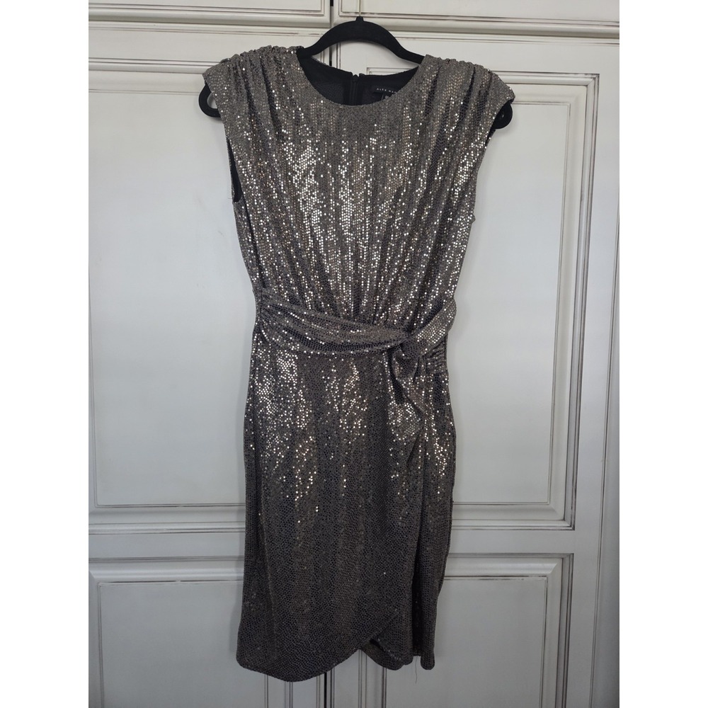 Alex Marie Sparkle City Astrid Sequin Dress Women's 4p Faux Wrap Glamor
